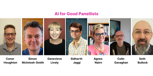 Image of panellists: Seth Bullock, Simon McIntosh-Smith, Sidarth Jaggi, Agnes Nairn, Colin Gavaghan